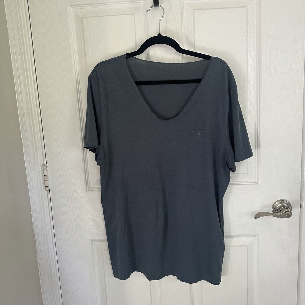 ALL SAINTS Scoop Neck Tonic Tee Ramskull T Shirt Designer Slim Fit Top Sz XL